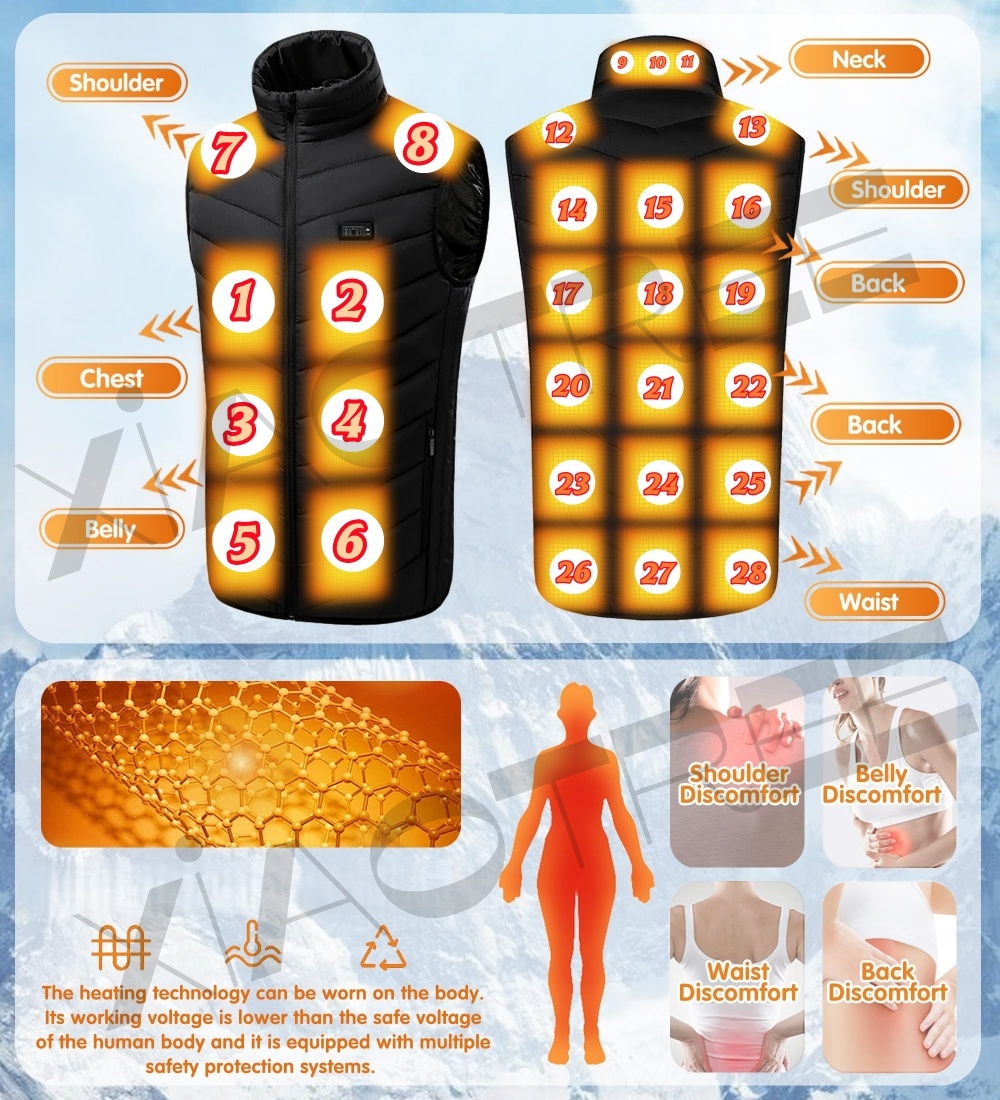 28/9 Areas Heated Vest Men Jac - Outdoor Camping Vest review and price