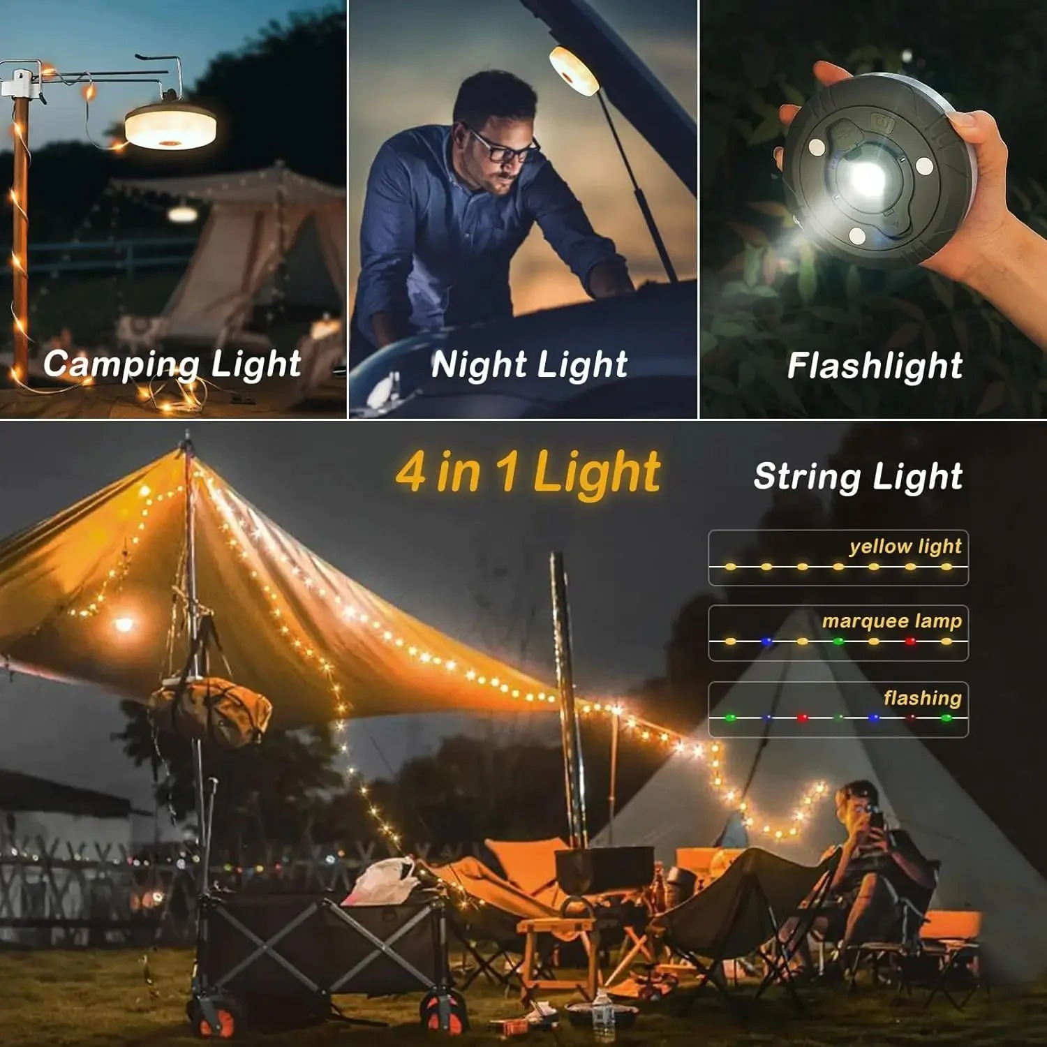 4-in-1 Camping Light LED Reel  - Outdoor Camping Lights String review and price